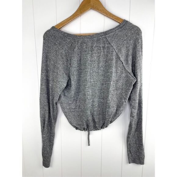 Cloth and Stone Cotton Elastic Tie Drawstring Bottom V Neck Long Sleeve Tee Size - Picture 6 of 8